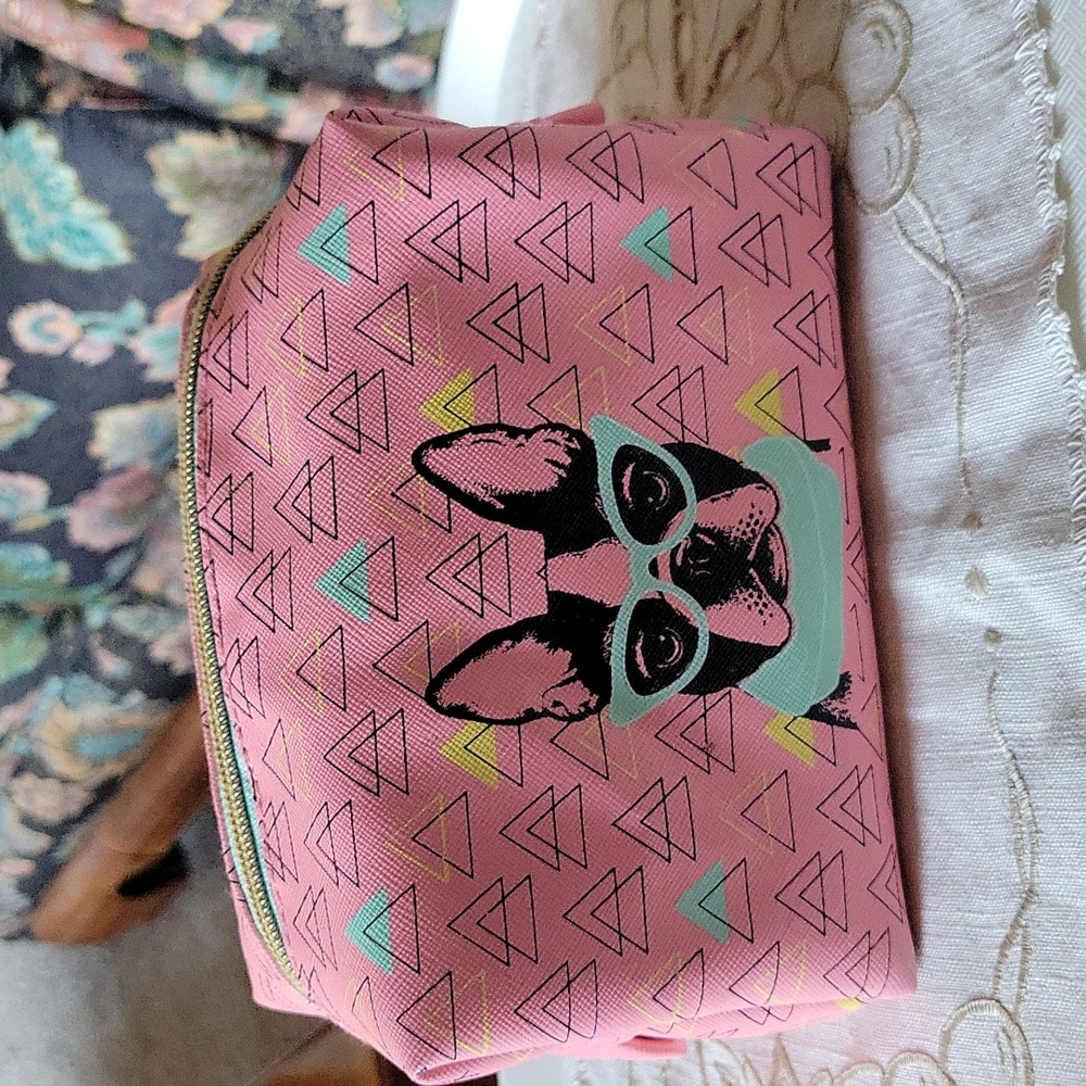 Coastal Design bulldog cosmetic bag